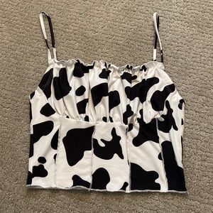 Shein Cow Print Ruffled Crop Top